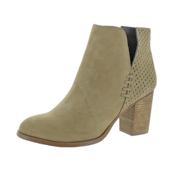 Steve Madden Taupe Suede Perforated Booties - Picture 2 of 5